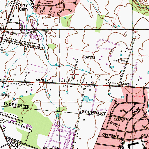 Topographic Map of Rios de Aqua Viva, KY