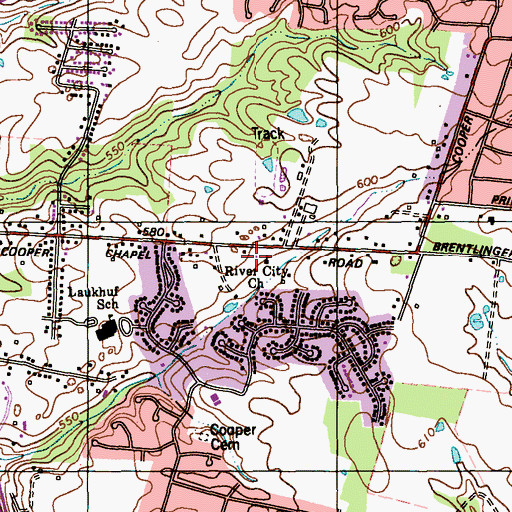 Topographic Map of River City Baptist Church of Louisville, KY