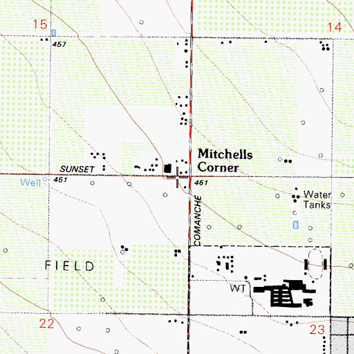 Topographic Map of Mitchells Corner, CA