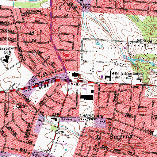 Topographic Map of Saint Athanasius Church, KY