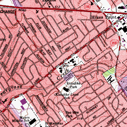 Topographic Map of Saint Barnabas Church, KY