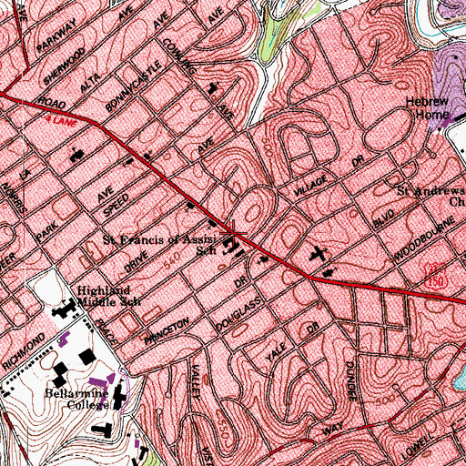 Topographic Map of Saint Francis of Assisi Church, KY
