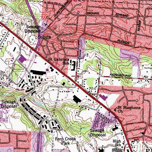 Topographic Map of Saint Gabriel the Archangel Church, KY