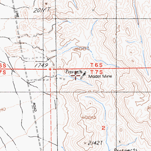 Topographic Map of Model Mine, CA
