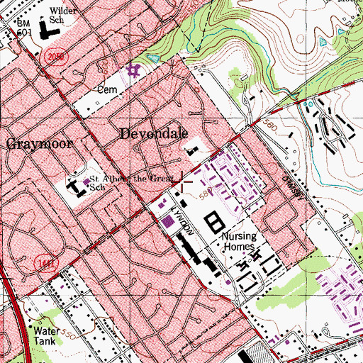 Topographic Map of Saint Lukes Chapel, KY