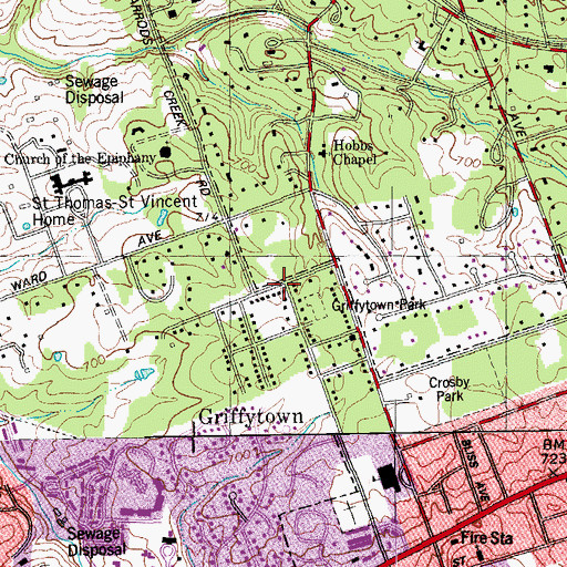 Topographic Map of Saint Mark Old Roman Catholic Church, KY