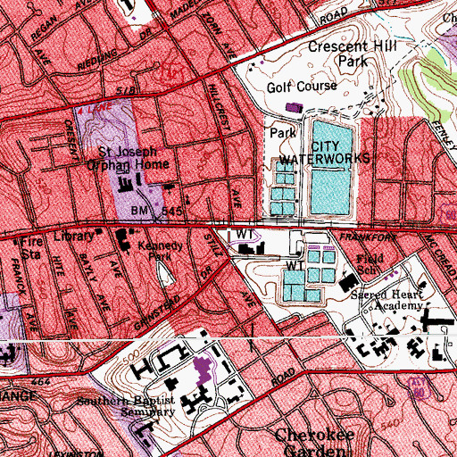 Topographic Map of Saint Marks Episcopal Church, KY