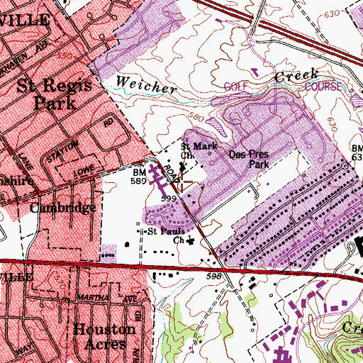 Topographic Map of Saint Pauls Episcopal Church, KY