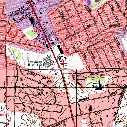 Topographic Map of Saint Ritas Church, KY