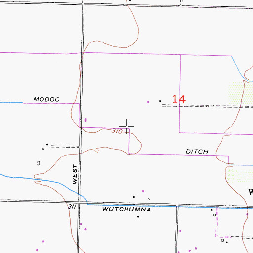 Topographic Map of Modoc Ditch, CA