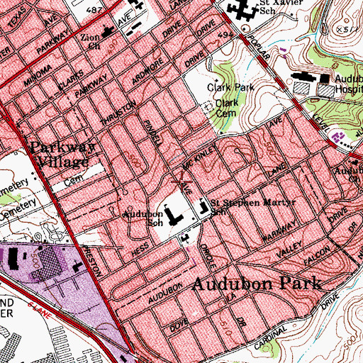 Topographic Map of Saint Stephen Martyr Church, KY