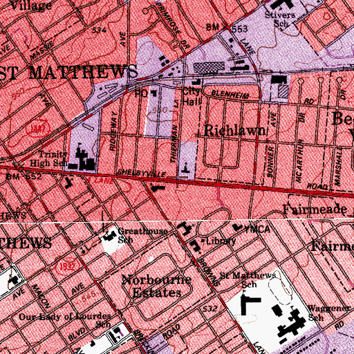 Topographic Map of Second Church of Christ Scientist, KY