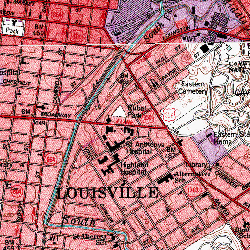 Topographic Map of Sisters of Mercy Convent, KY