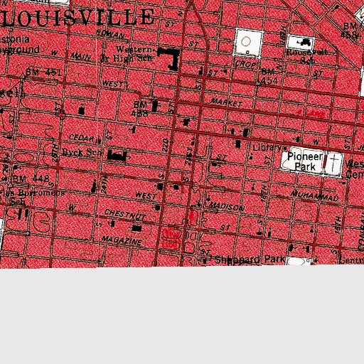 Topographic Map of Spillman Memorial Church, KY