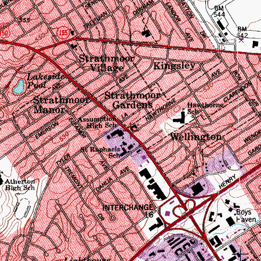 Topographic Map of Strathmoor Presbyterian Church, KY