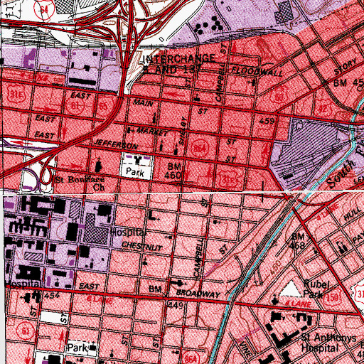 Topographic Map of Jeff Street Baptist Community at Liberty, KY