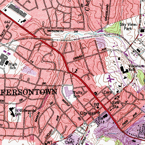 Topographic Map of Jeffersontown Baptist Church, KY