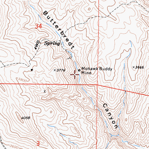 Topographic Map of Mohawk Buddy Mine, CA