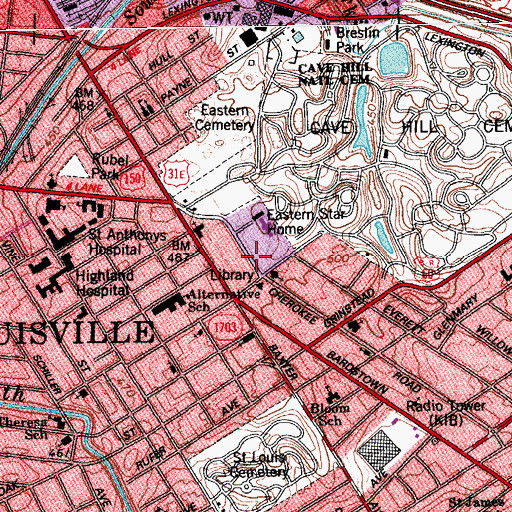 Topographic Map of Kentucky Refugee Ministries, KY