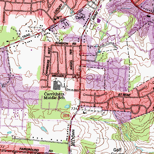 Topographic Map of Kingdom Hall of Jehovahs Witnesses, KY