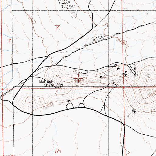 Topographic Map of Mohawk Mine, CA