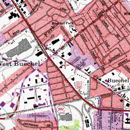 Topographic Map of Korea Saehan Church of Louisville, KY