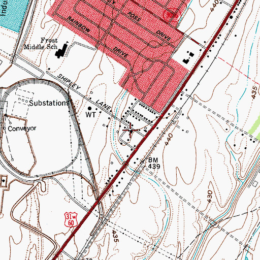 Topographic Map of Kosmosdale Baptist Church, KY
