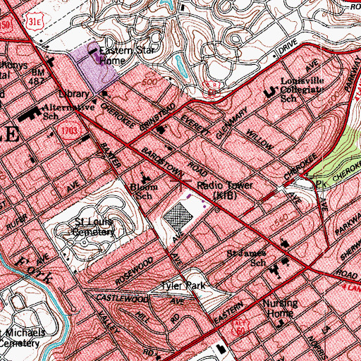 Topographic Map of Louisville Covenant Church, KY