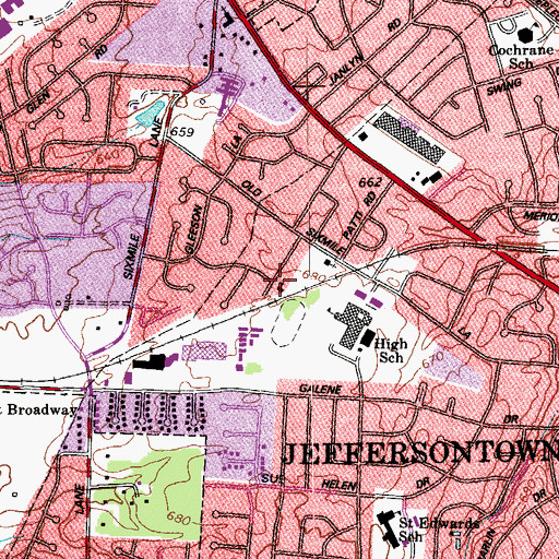 Topographic Map of Louisville Seventh Day Adventist Hispanic Church, KY