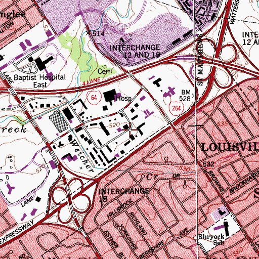 Topographic Map of Lutheran Brotherhood Church, KY