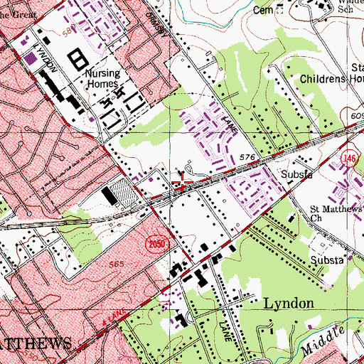 Topographic Map of Lyndon Christian Church, KY