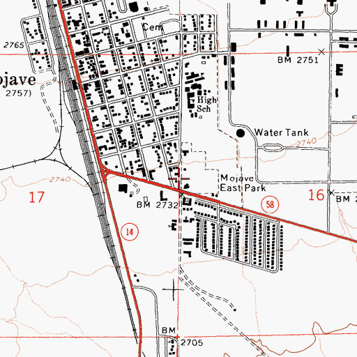 Topographic Map of Mojave East Park, CA
