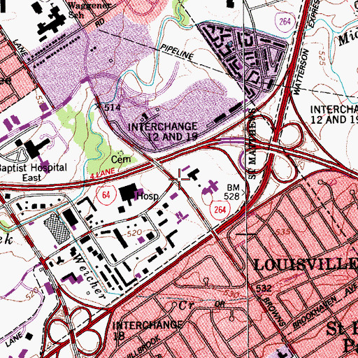 Topographic Map of Dupont Alternative School, KY