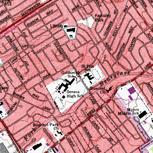 Topographic Map of Goldsmith Lane Elementary School, KY