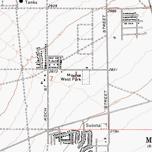 Topographic Map of Mojave West Park, CA