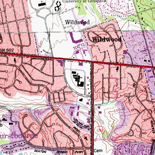 Topographic Map of Indiana Wesleyan University at Louisville, KY