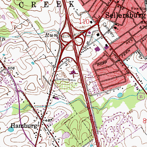 Topographic Map of IVY Technological Community College of Southern Indiana, IN