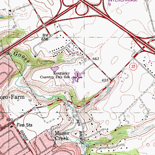 Topographic Map of Kentucky Country Day School, KY