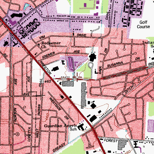 Topographic Map of Liberty High School, KY