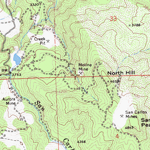 Topographic Map of Molina Mine, CA