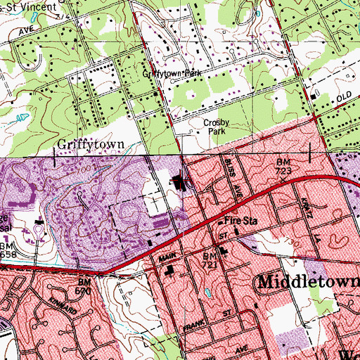 Topographic Map of Middletown Elementary School, KY