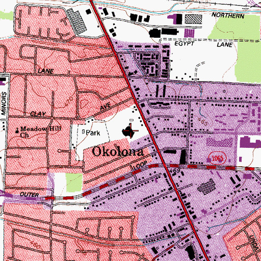 Topographic Map of Okolona Elementary School, KY