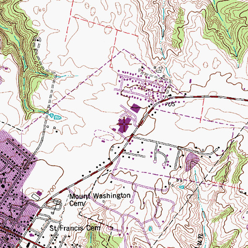Topographic Map of Old Mill Elementary School, KY