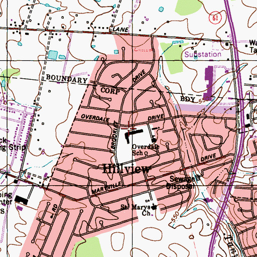 Topographic Map of Overdale Elementary School, KY