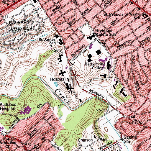 Topographic Map of Peace Academy School, KY