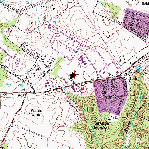 Topographic Map of Pleasant Grove Elementary School, KY