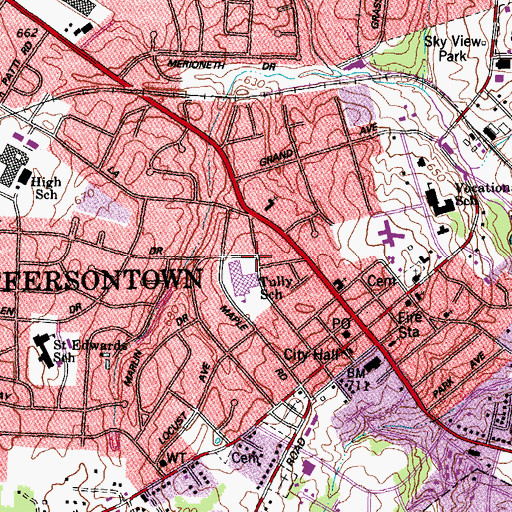 Topographic Map of Roberta Tully Elementary School, KY