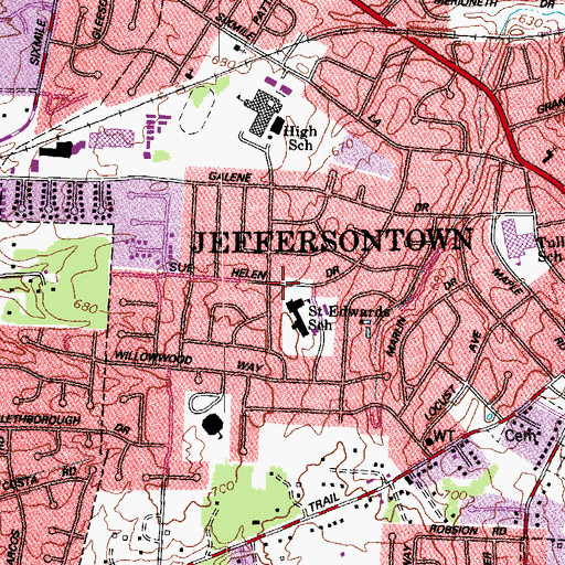 Topographic Map of Saint Edward Roman Catholic Preschool, KY