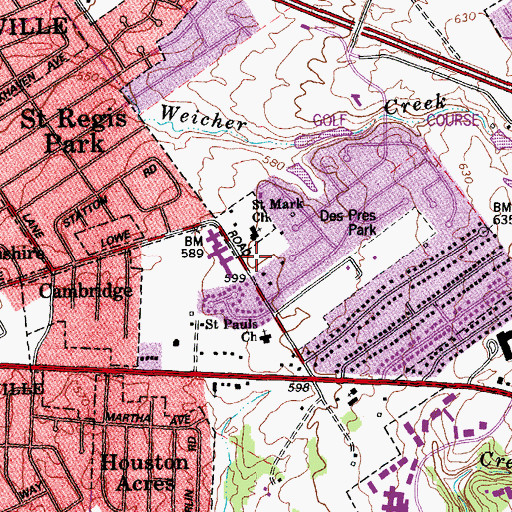 Topographic Map of Saint Pauls Episcopal Church Preschool, KY