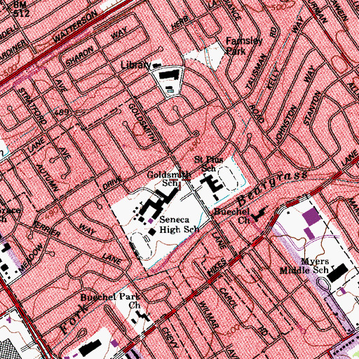 Topographic Map of Seneca High School Magnet Career Academy, KY